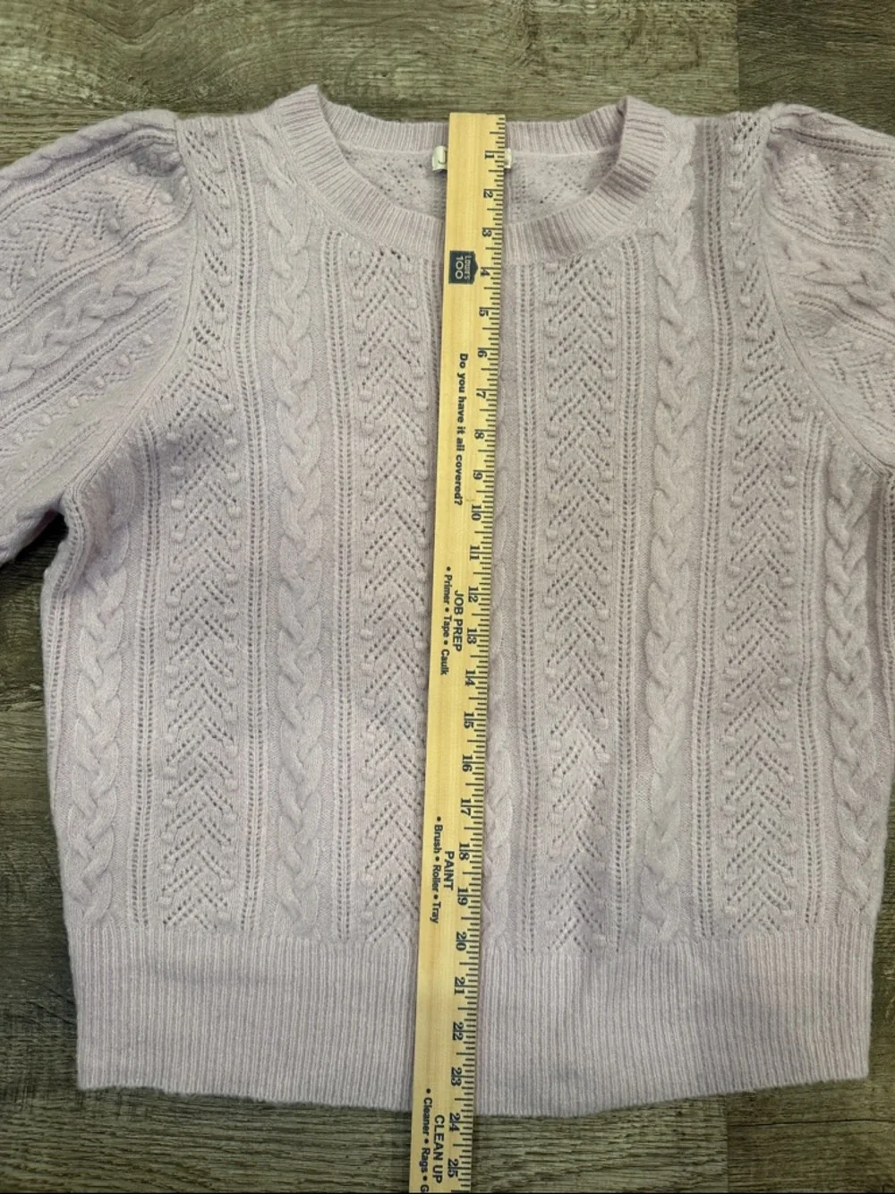 J. Crew Light Lavender Cable-Knit Puff-Sleeve Sweater‎ XL